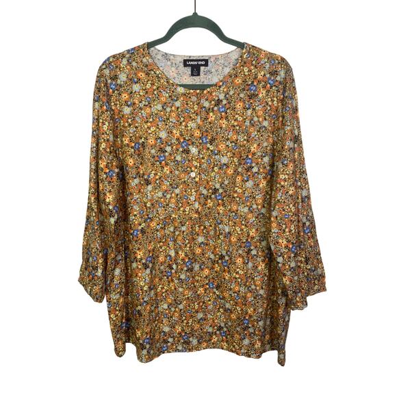 Lands' End Women's Floral 3/4 Sleeve oversized Tunic top , Size L - Picture 1 of 5